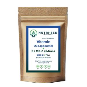 NUTRI&ZEN Lipozomálny vitamín D3 + K2 MK-7 all-trans 5000 IU + 75 µg 100 kapsúl / 14g