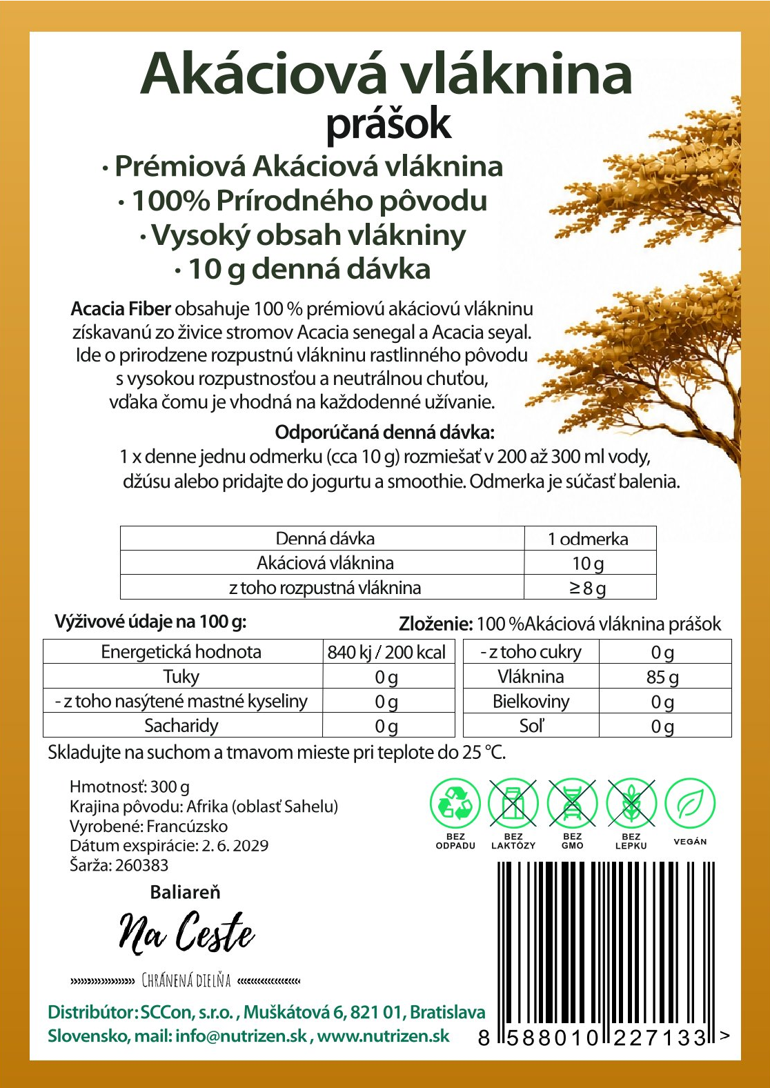 NUTRI&ZEN Akáciová vláknina 300 g